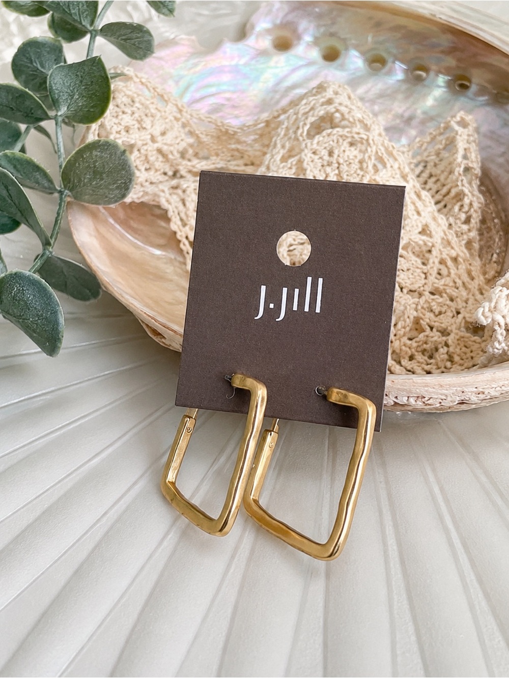 J.Jill Gold Tone Geometric Square Hoop Earrings (BR1111/3)